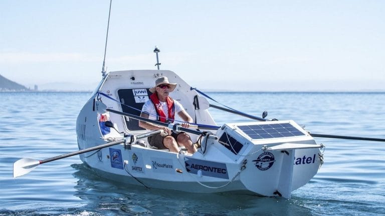 Zirk Botha at 3/4 of Cape Town to Rio solo row, sponsored by juwi Renewable Energies