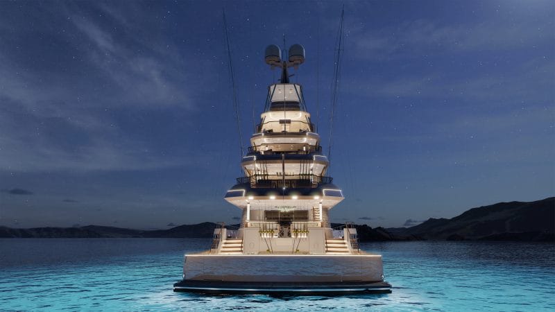 Royal Huisman project 406 rendering 7770 1 Exterior Night by Vripack Design