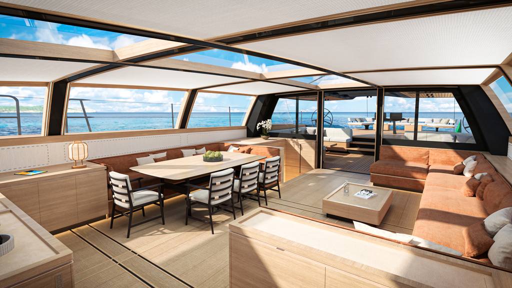 wallywind150 main salon looking aft 1