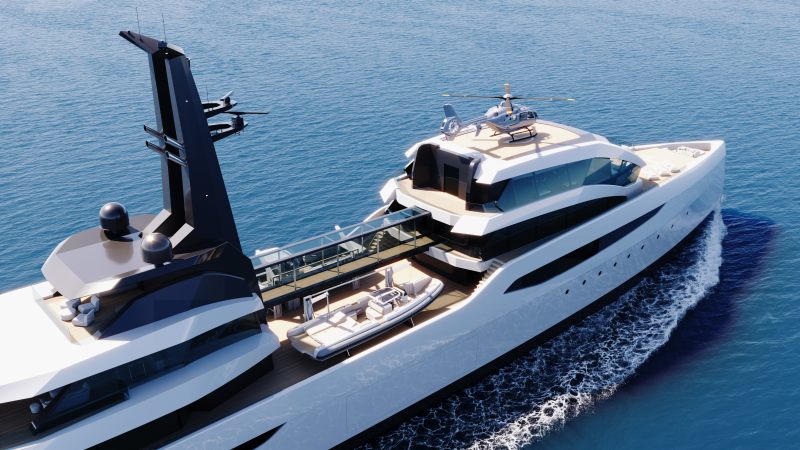 Feadship x Eidsgaard concept EXPV Overview Running Shot Heli