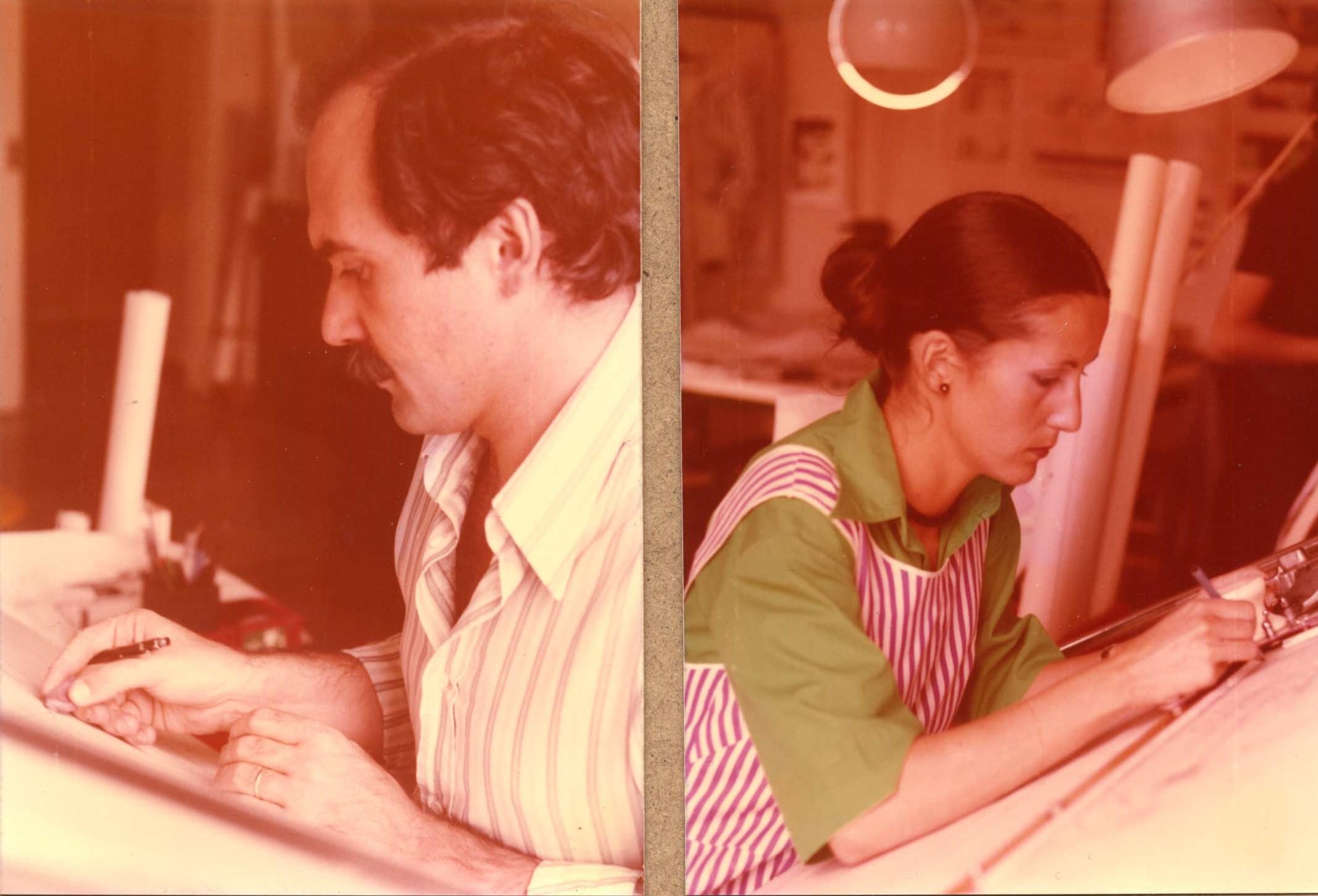 Gianni and Paola at work the first project 1974