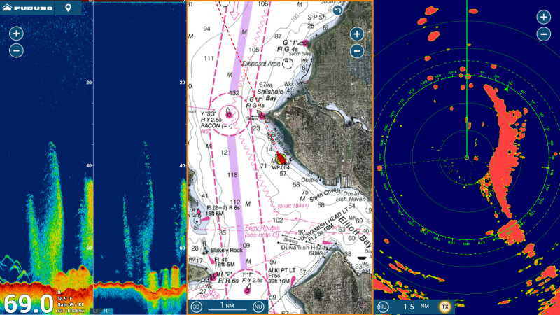 NavNet TZtouchXL Screenshot 3 Way Split