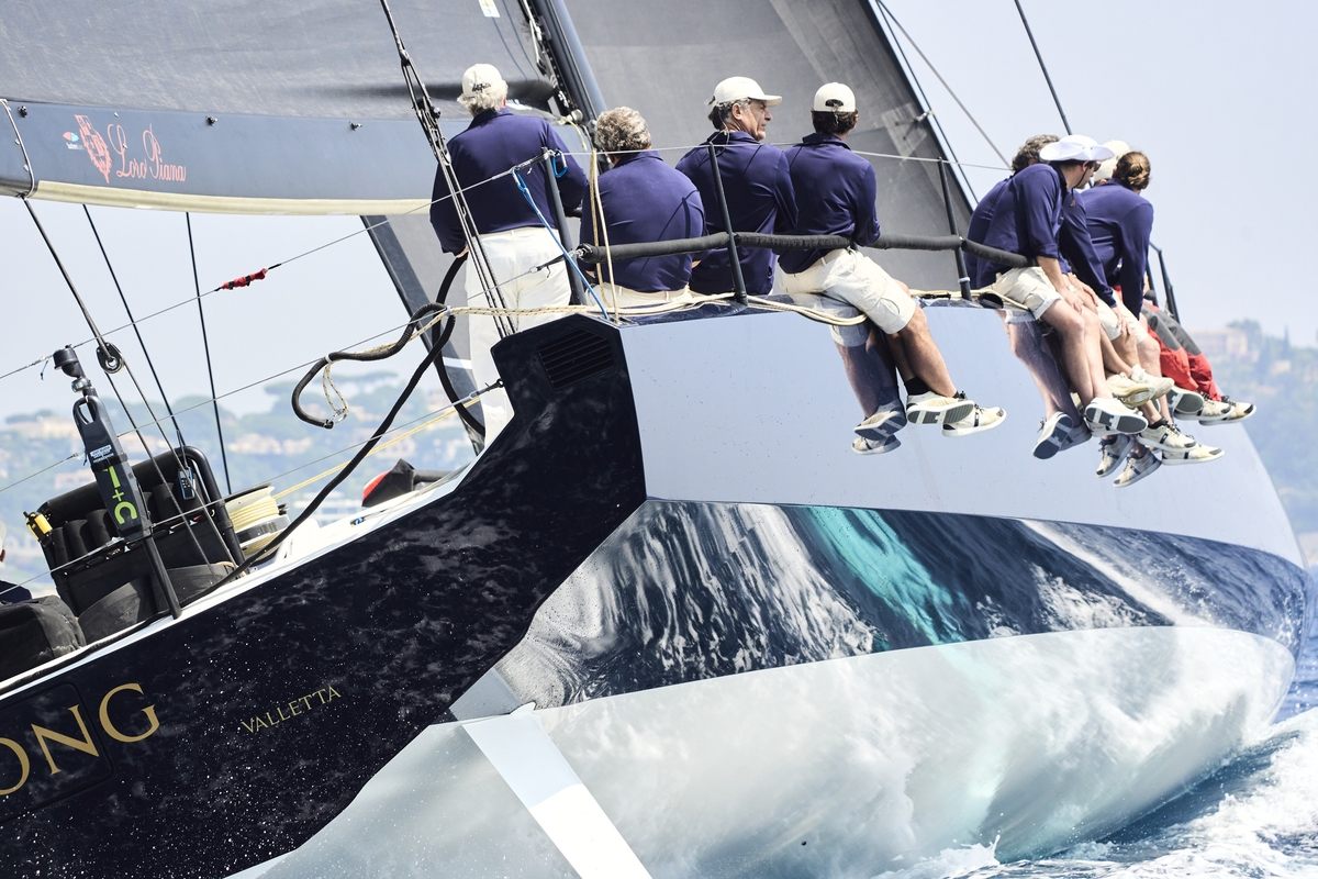 Tactician/navigator Tommaso Chieffi looks to weather on Pier Luigi Loro Piana's My Song, which finished second under IRC in the maxi class. Photo: Loro Piana/Studio Borlenghi