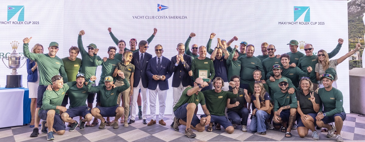 Giovanni Lombardi Stronati, Vasco Vascotto and the victorious Django 7X crew. Photo: IMA/Studio Borlenghi