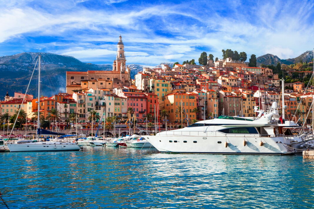 Mentone - beautiful coastal town resort in French riviera. view